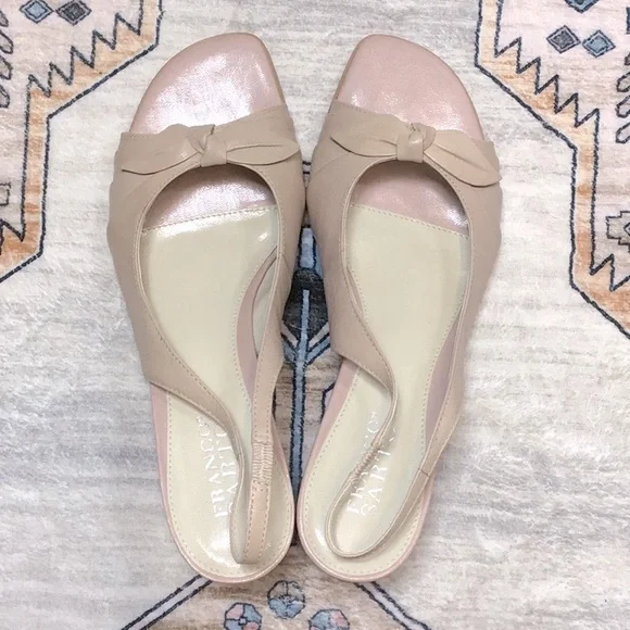 Franco Sarto Blush Pink Leather Open Toe Slingback Kitten Heels Sz.9 - Picture 4 of 10